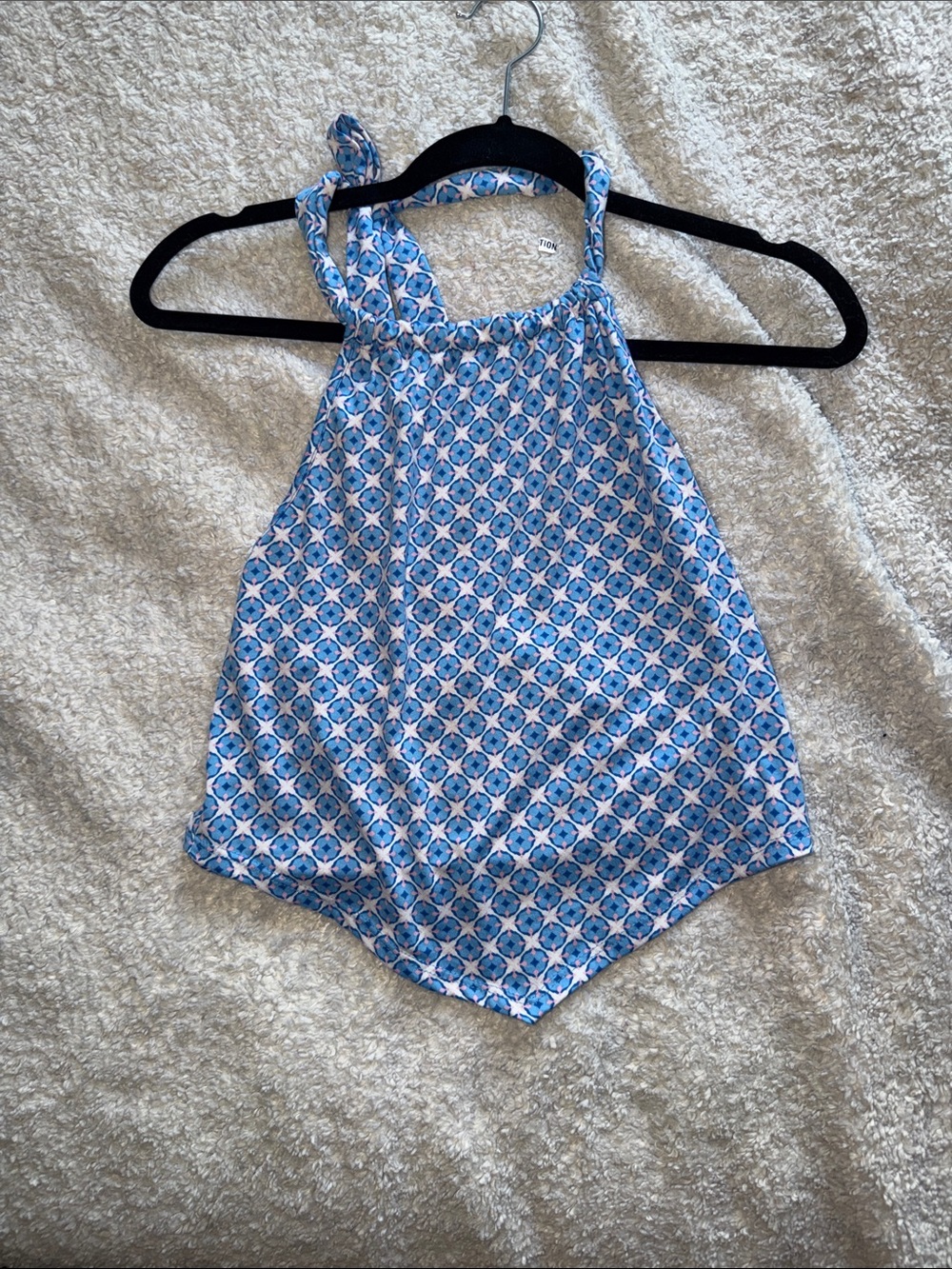 Blue Geometric Halter Tank Top